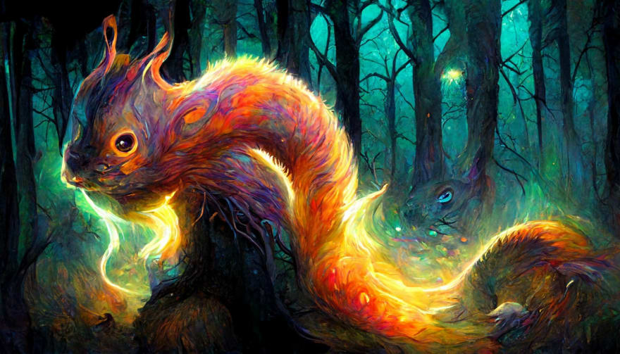 Glowing Squirrel in the woods