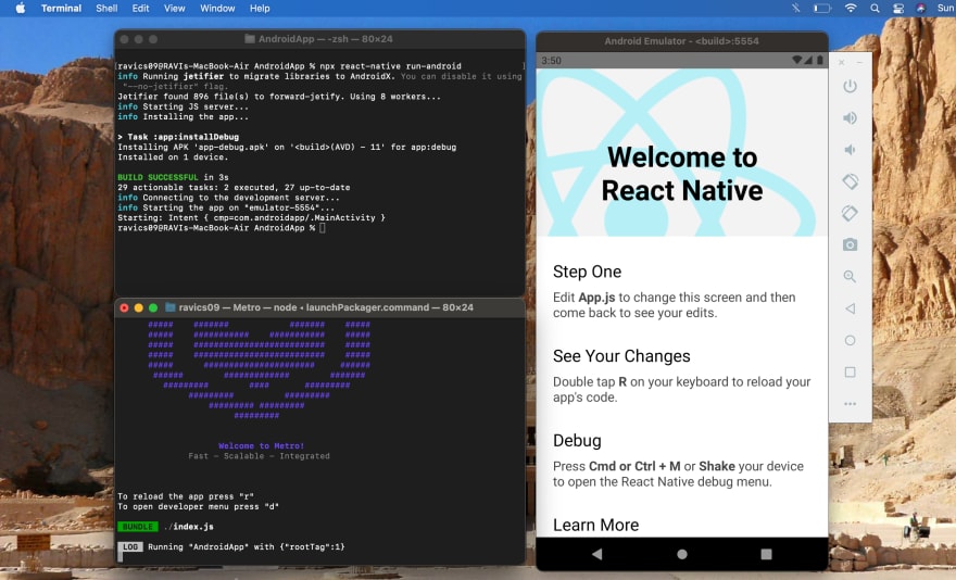 android emulator react native mac