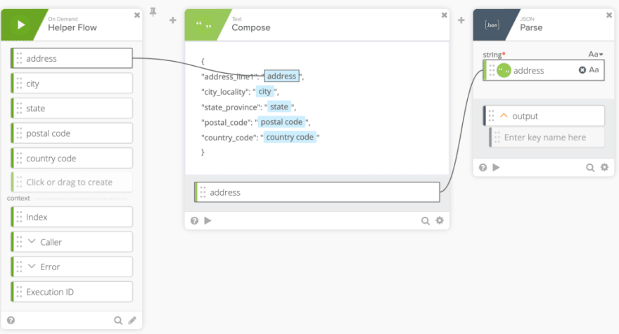 Creating a JSON object with Compose card