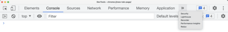 The Console tab of the Google Chrome browser’s Developer Tools.