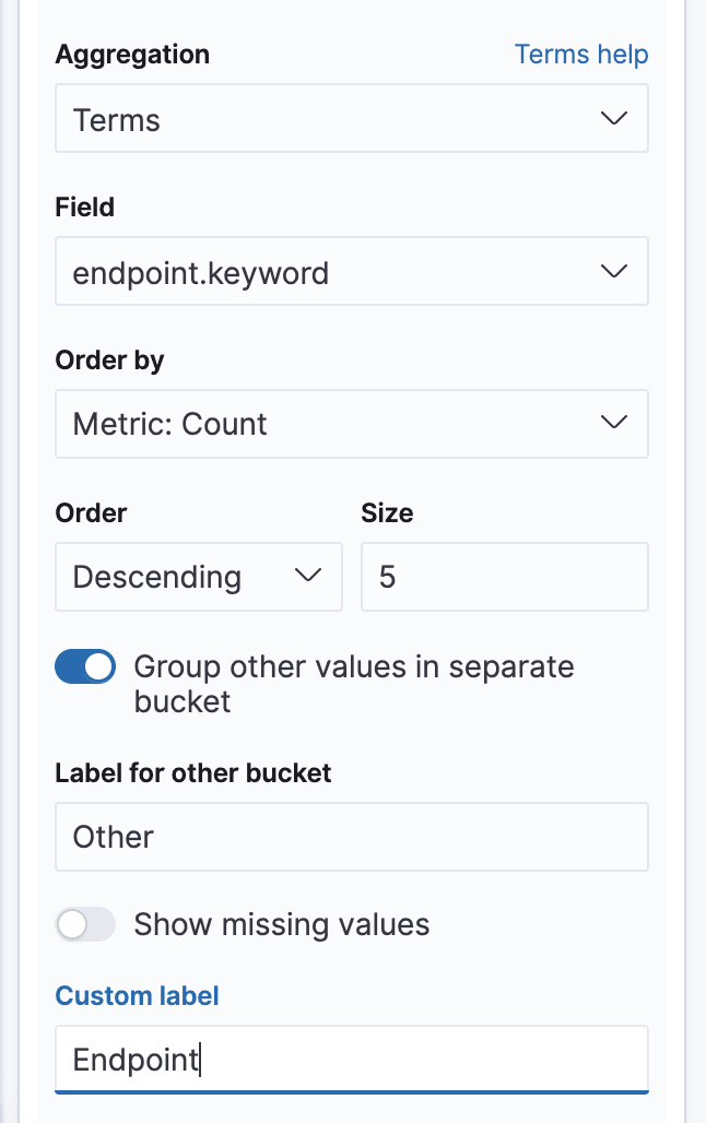 The aggregation settings