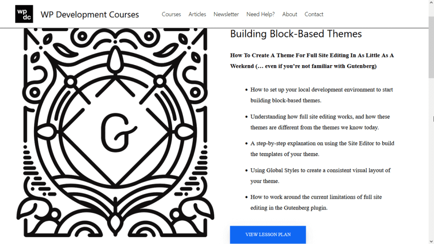WP Development Courses shares knowledge and tutorials to make and develop a block theme.