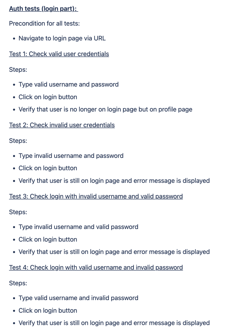 auth test cases