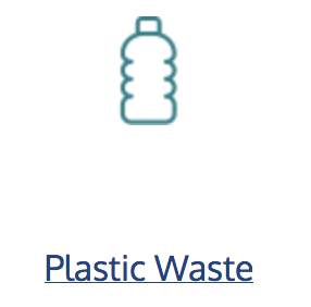Icon of plastic bottle with link reading "Plastic Waste" below it