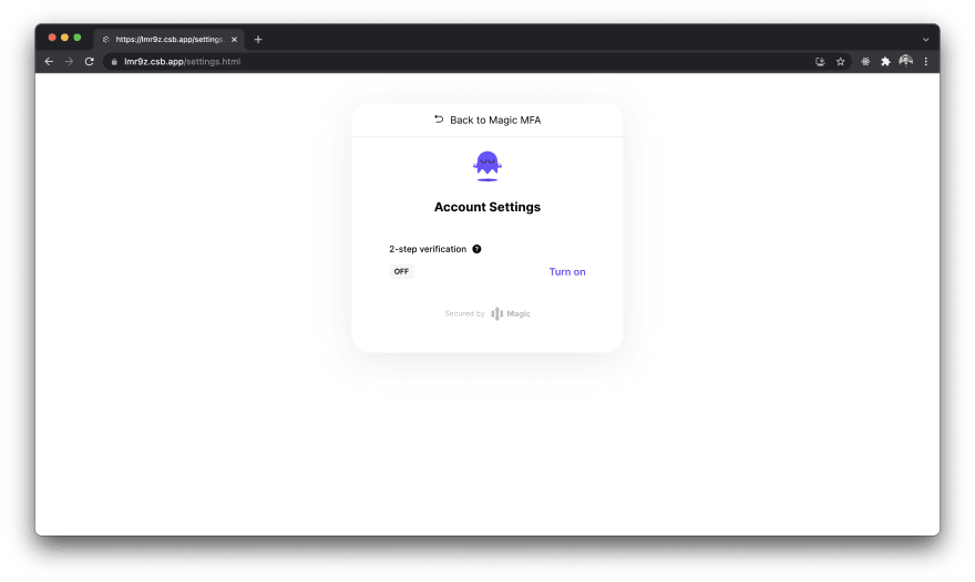 Open user's setting page
