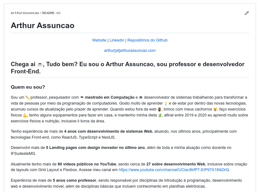 Github - Exemplo README Perfil parte 1
