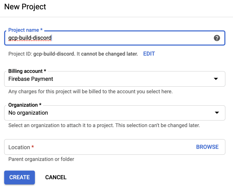 New Project Screen