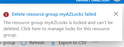 Delete RG failed