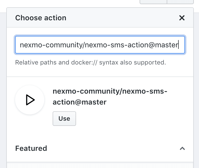 Enter the Nexmo Send SMS Action