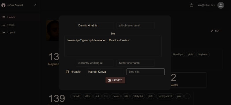 repo manager edit profile