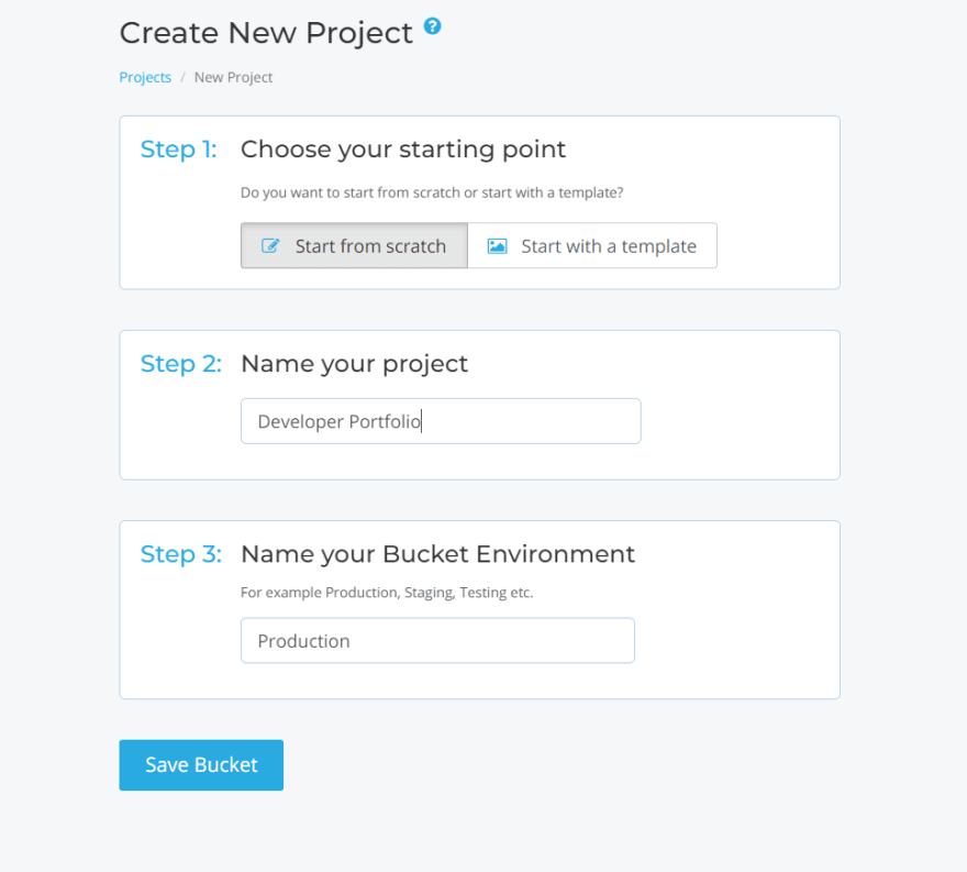 Creating a new Bucket in Cosmic