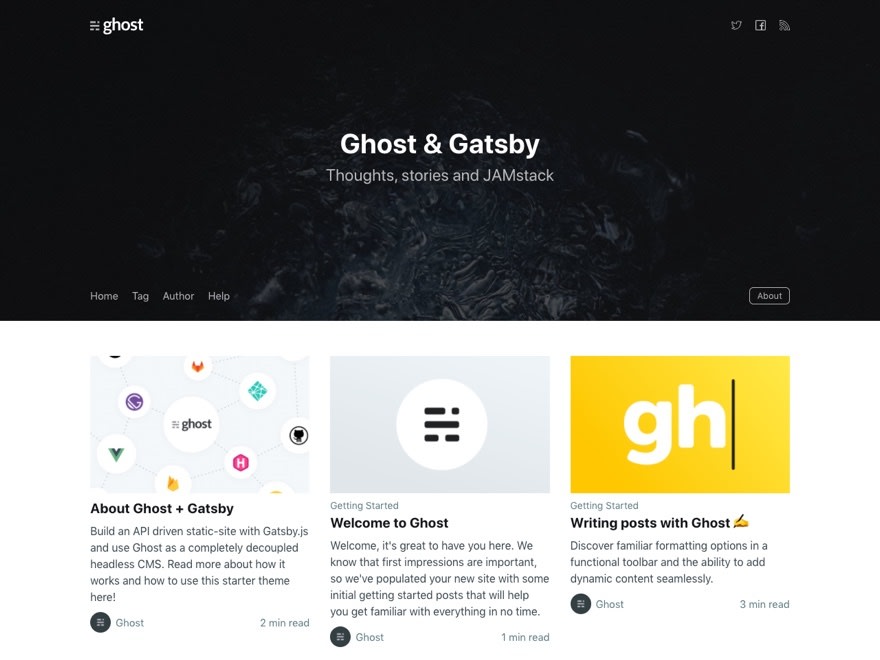 قالب Gatsby Starter Ghost برای React