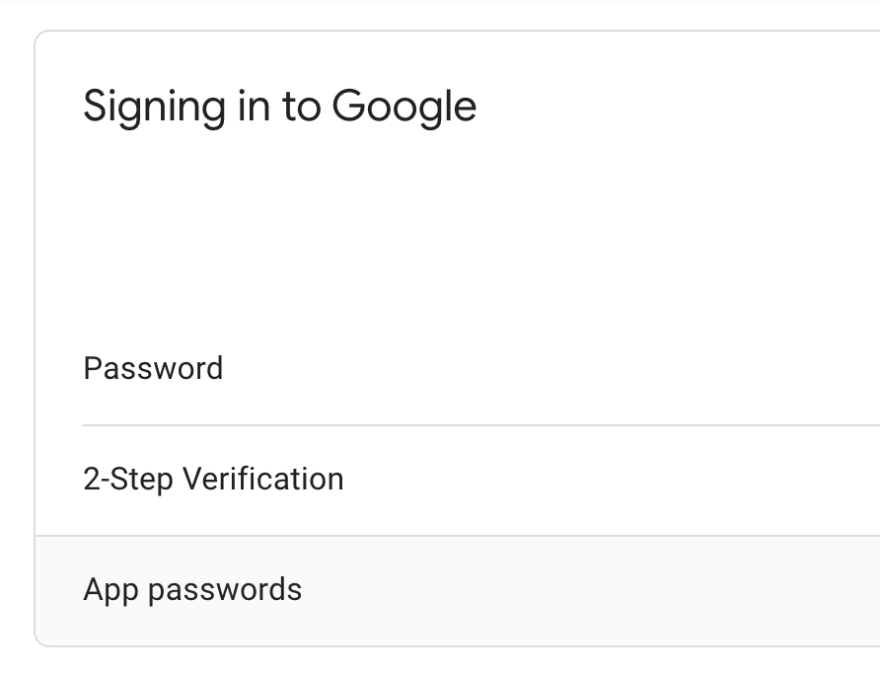 Click on App Passwords