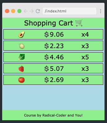 Finished Shopping Cart layout
