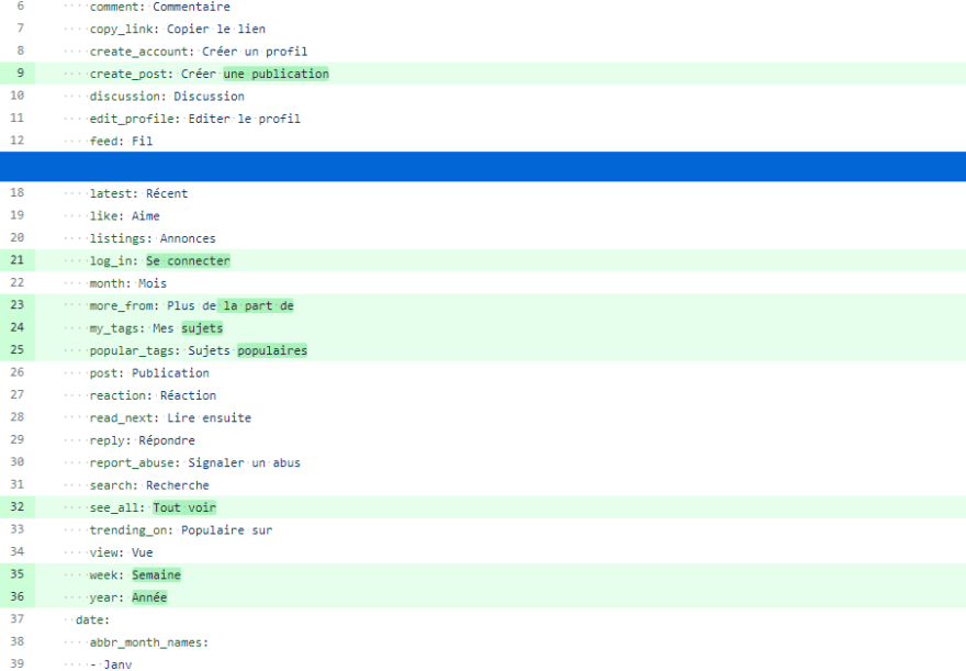 Update some words already translated on Forem