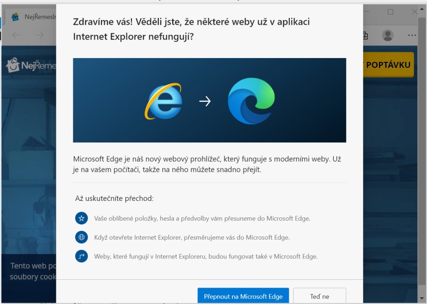 Jak přepnout EDGE do Exploreru?