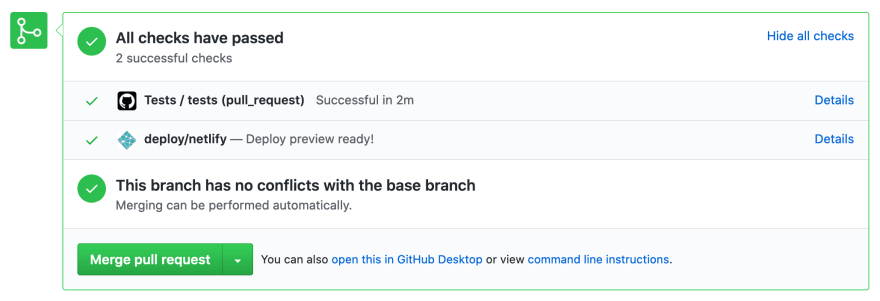 All checked passed in GitHub pull request
