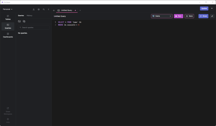 Screenshot of Arctype