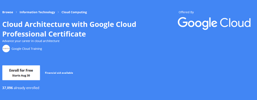 Best Google Cloud Architecture course on Coursera