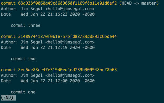 git log showing changed commit authors