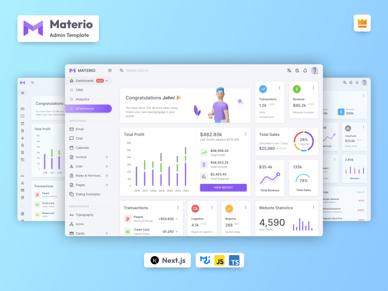 Materio MUI React Next js Admin Template