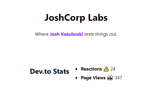 Stats on the landing page