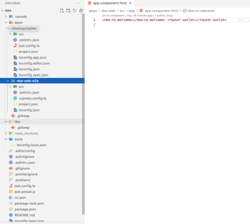 workspace prepared with Angular, Cypress, ESLint, and Prettier