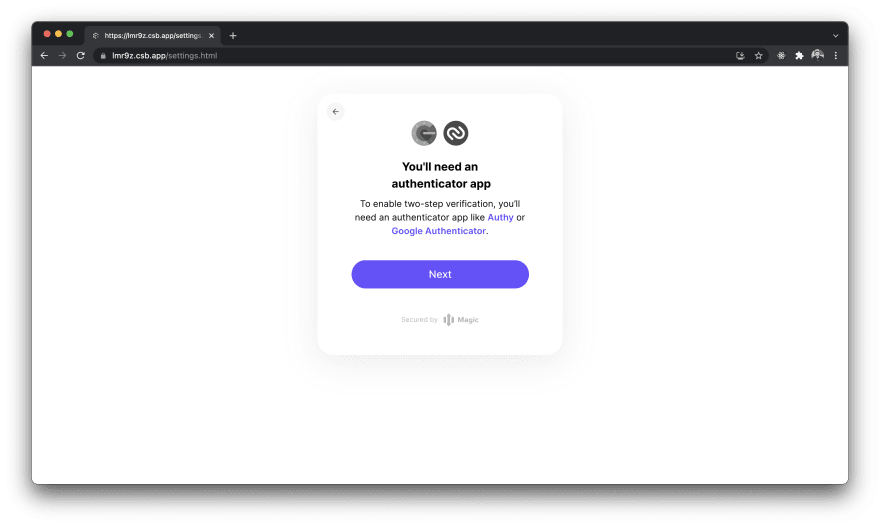 Select Google or Authy