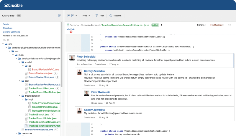 Screenshot of Crucible Code Review tool 