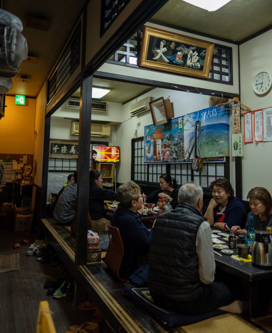 At a Sushi restaurant (so-called “Izakaya”)