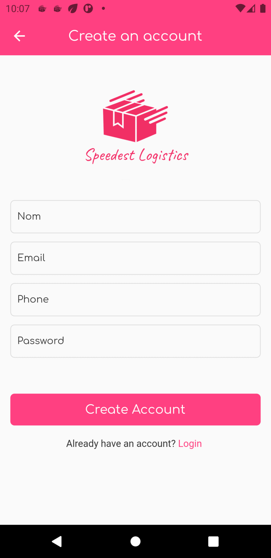 Register screen