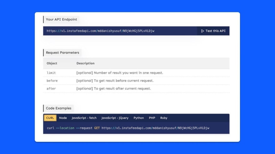 InstaFeedAPI docs