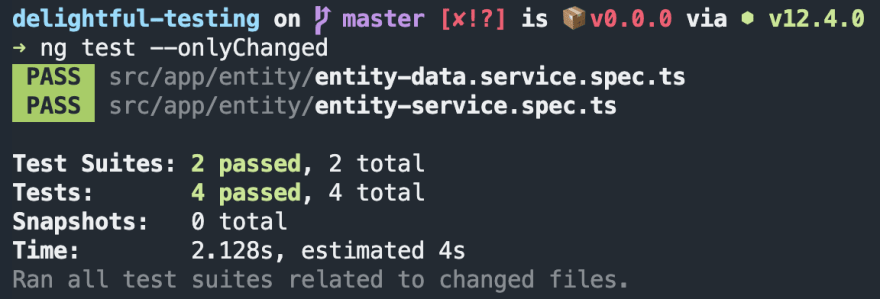 ng test --onlyChanged checking against our git uncommitted changes