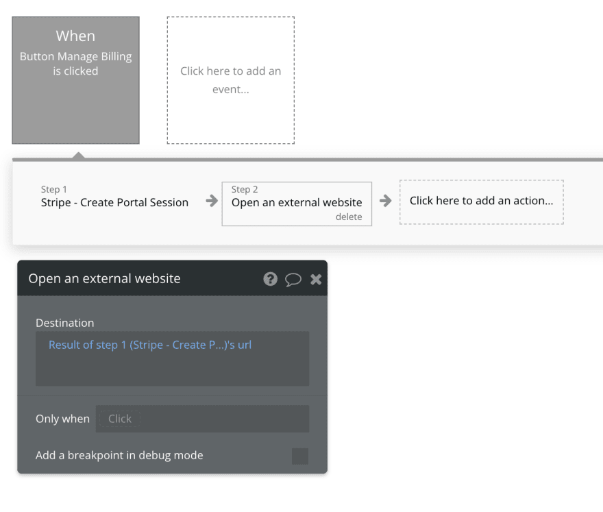 Step 2 of the workflow which redirects the end-user