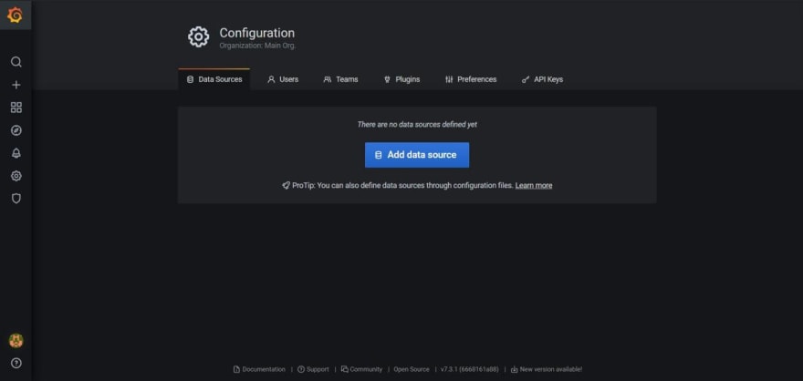 Data Sources page