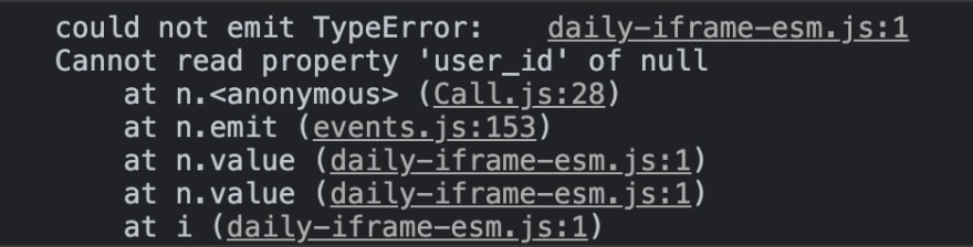 Console error reads TypeError and cannot read property user id of null