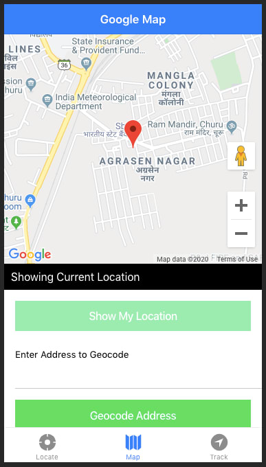 Showing current geolocation on AGM Google Map in Capacitor — Web