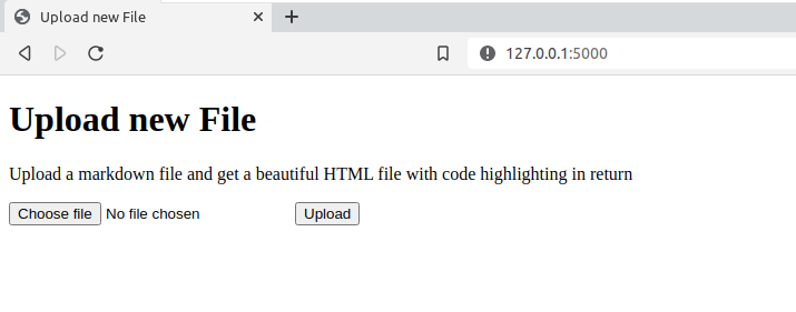 First instance of our Flask app