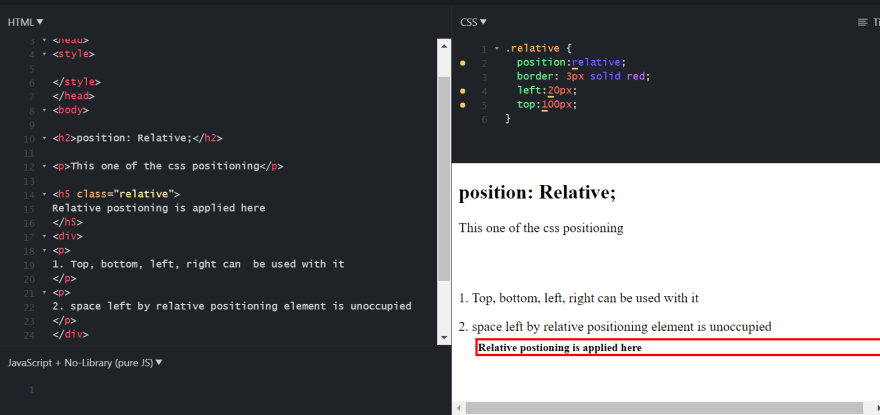 CSS relative property Demonstration