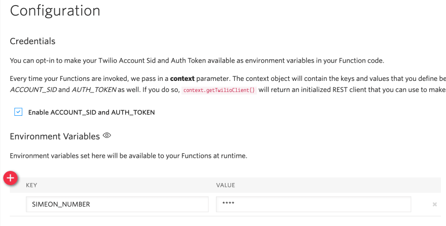 Function Configuration
