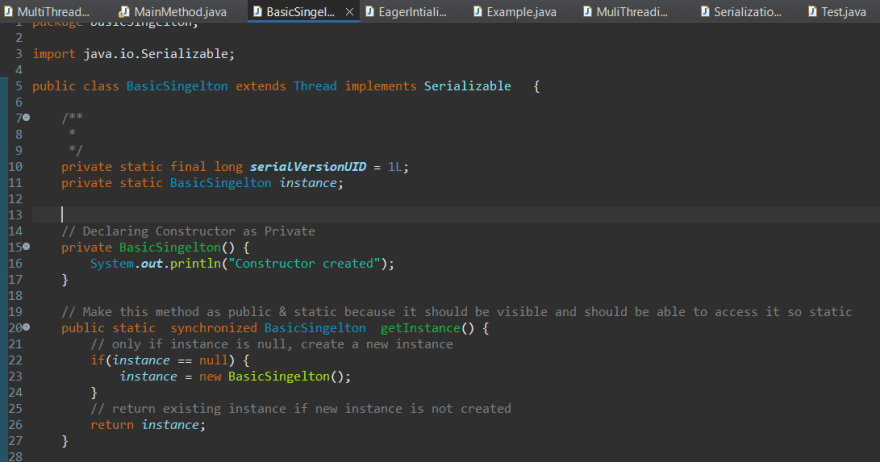 Handling Multiple threads in Singleton design pattern 