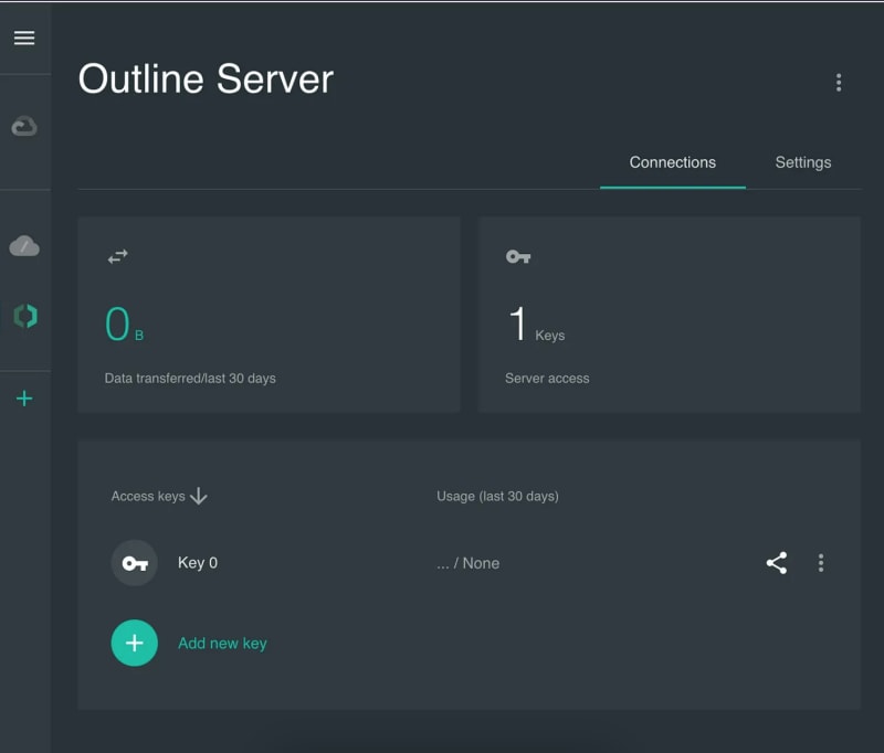 Add New keys using the Outline Manager