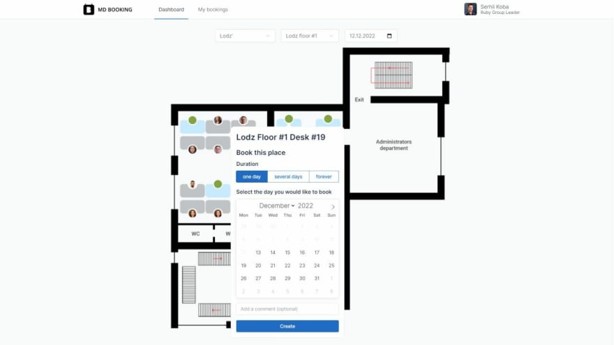 Ruby-based office booking app