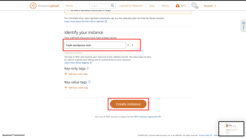 Create instance