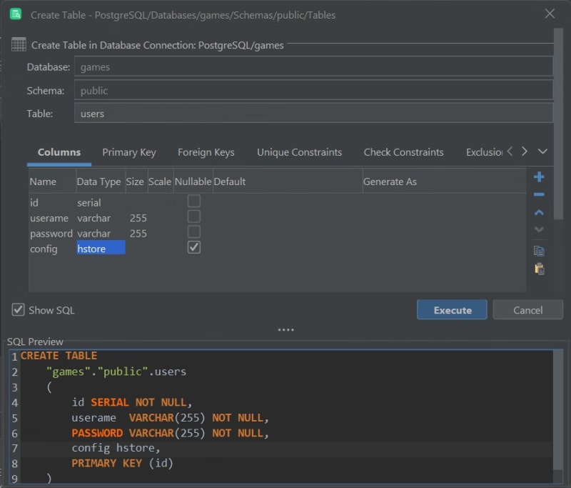 Retrieving the info of the user with id = 4 in DbVisualizer.<br> 