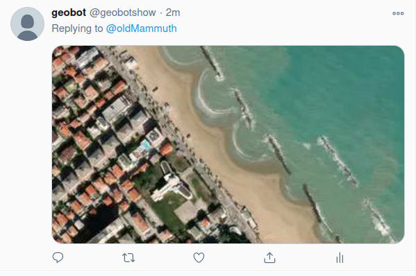 The TwitterBot showing a location