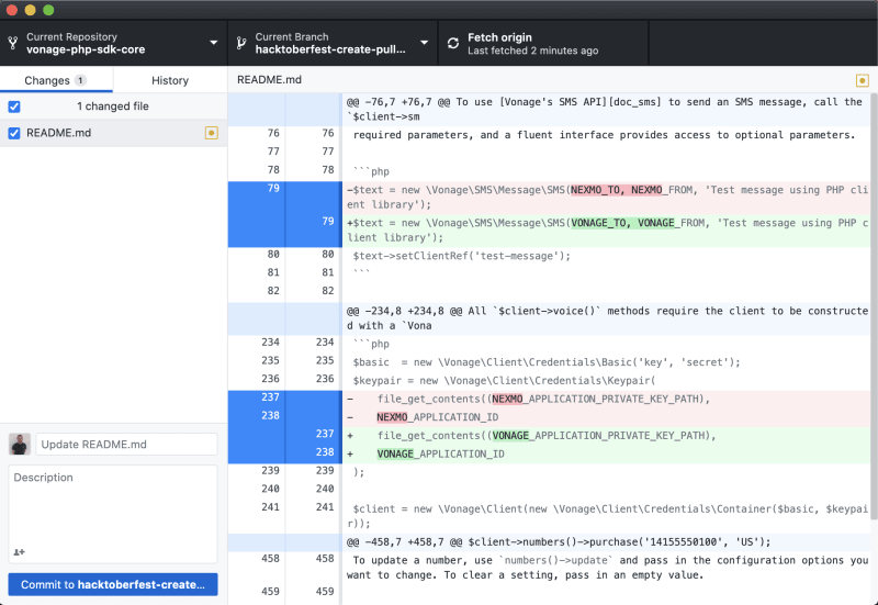 Compare Changes in Github Desktop