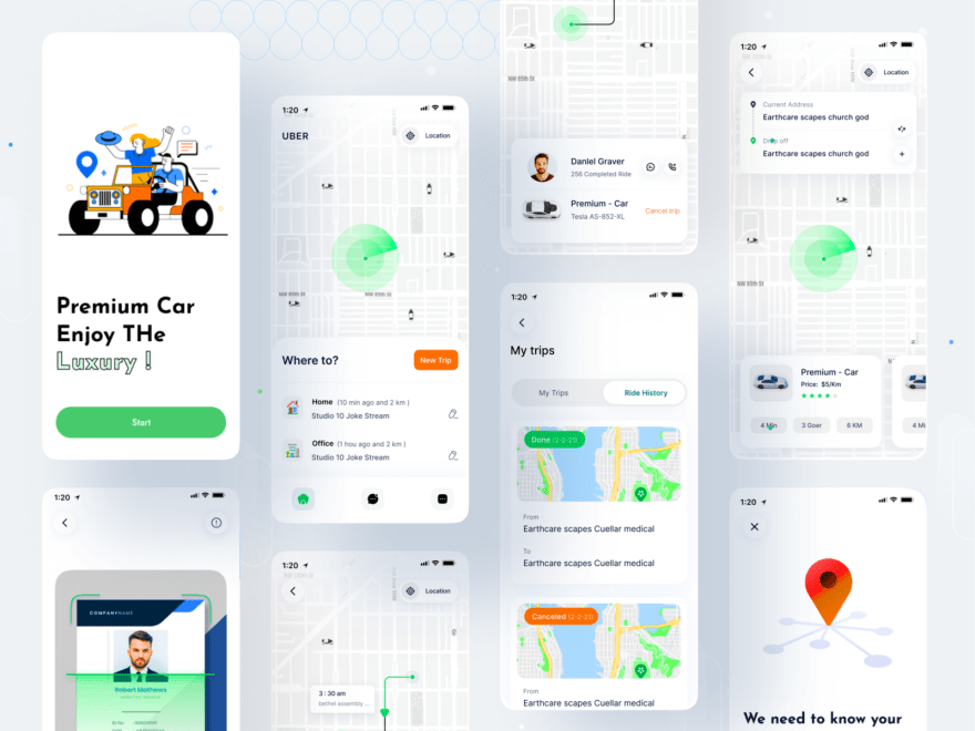 by [Samon Ahmed](https://dribbble.com/shots/17388305-Rideshare-Mobile-App)