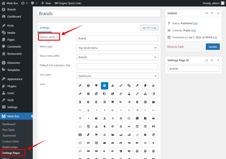 Create a Settings Page