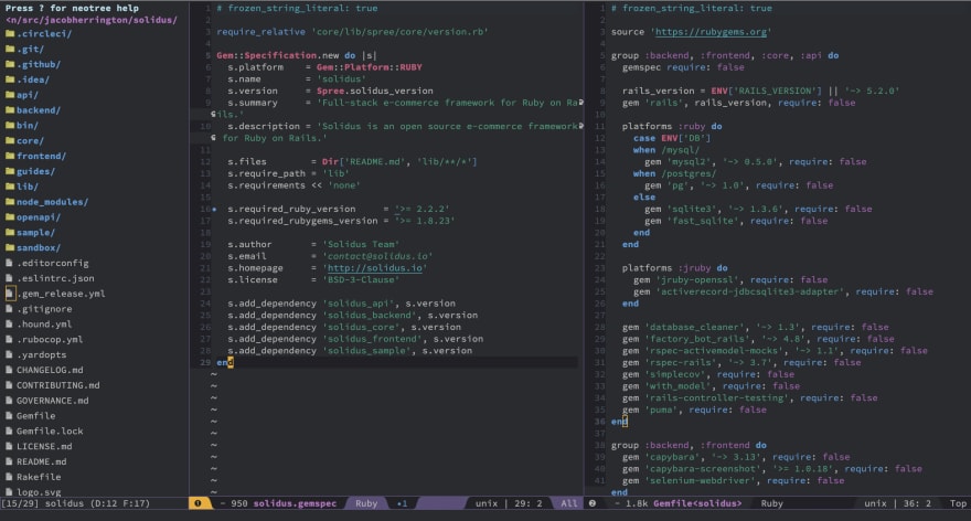 Screenshot of Spacemacs!
